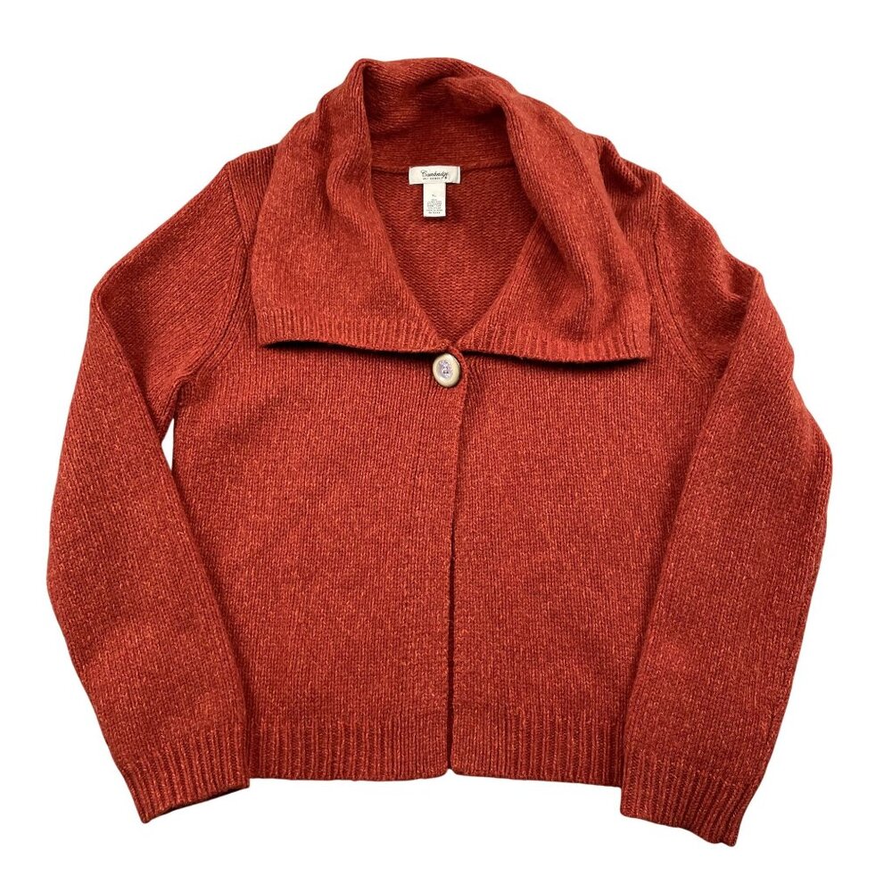 Cambridge Dry Goods Cardigan Sweater Womens XL Orange Wool Angora Blend